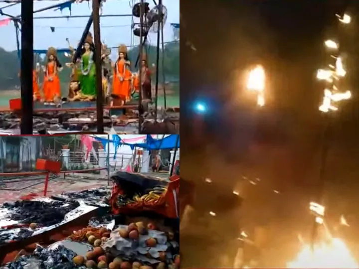 उत्तरप्रदेशमा शंकर र कालीको लीला मञ्चन भइरहँदा दुर्गा पंडालमा आगलागी हुँदा पाँच जनाको जलेर निधन