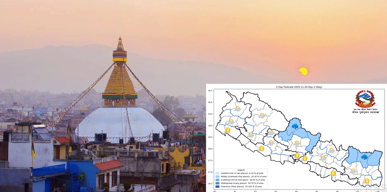 काठमाडौँमा चिसो बढ्दै, कोशीका हिमाली भागमा वर्षा र हिमपातको सम्भावना