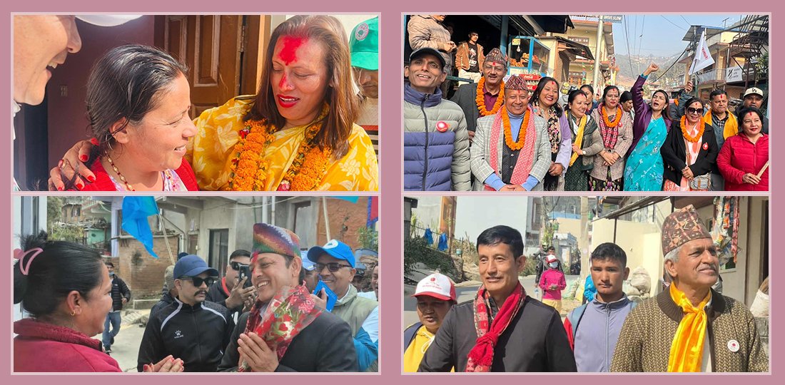 निर्वाचन नजिकिँदै गर्दा आफ्नो पक्षमा मतदान गराउन घरदैलो अभियानमा व्यस्त उम्मेदवार
