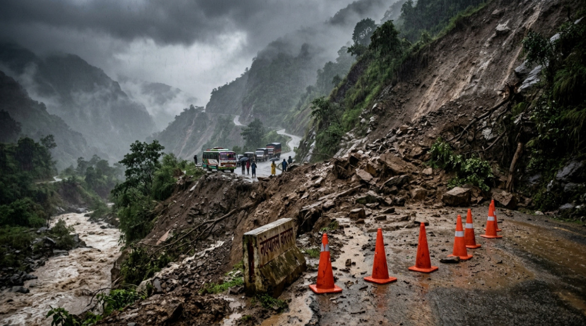 पहिरो र बाढीले देशभरको सडक सञ्जाल प्रभावित, प्रमुख राजमार्गमा यातायात अवरुद्ध