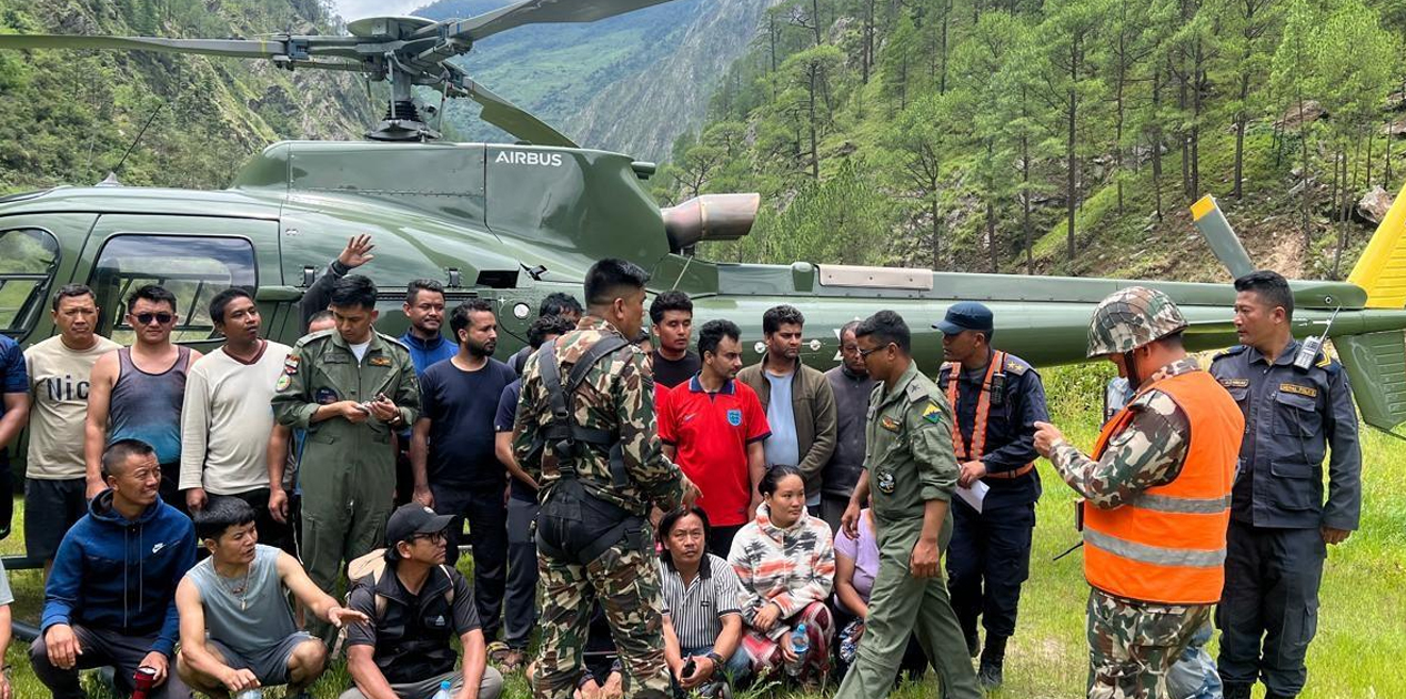 रसुवा बाढीमा सेनाको सक्रियता : ८०२ जनाको उद्धार, ३३८ घाइतेको उपचार
