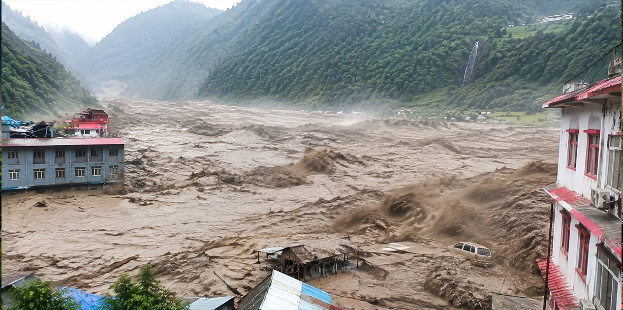 रसुवा बाढीमा परी ३८४ पर्यटक सम्पर्कविहीन