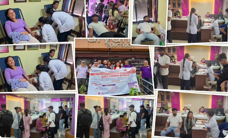 विपद्का बेला रगतको अभाव हुन नदिन चैतन्य एकेडेमीद्वारा रक्तदान अभियान