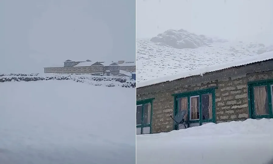 सोलुखुम्बुको दिङबुचेमा भारी हिमपात